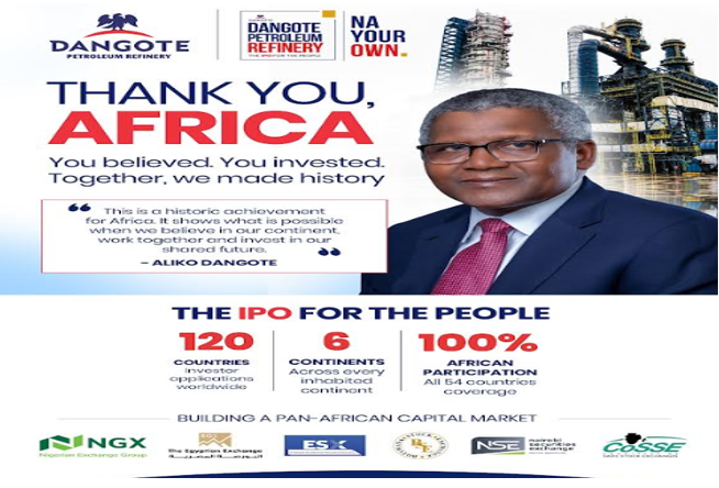 Dangote Refinery IPO Attracts Investors from 120 Countries