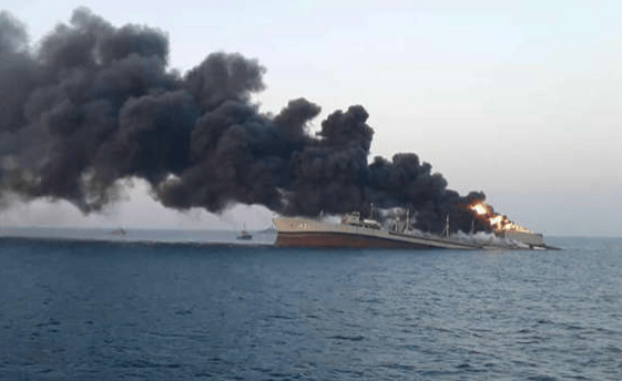 Iran warship sinks