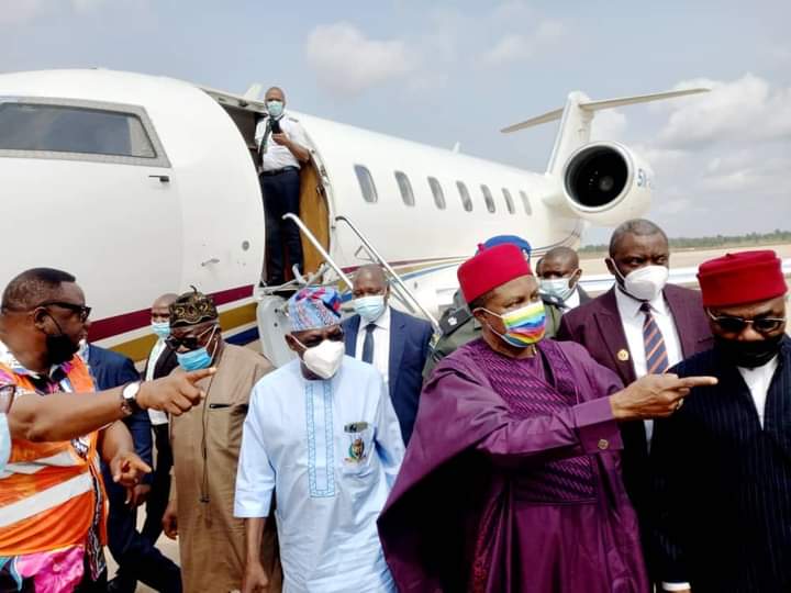 Obasanjo Lands At Anambra International Airport Ahead Of Anyaoku Symposium