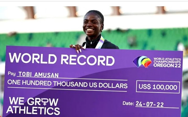 Tobi Amusan Pockets $100,000 for Setting New 100m Hurdles World Record